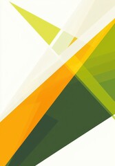 Poster - Geometric style abstract art with vibrant green and orange overlapping shapes creating a dynamic and modern design