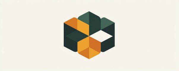 Poster - Abstract geometric logo design with contrasting shapes and colors on a neutral background