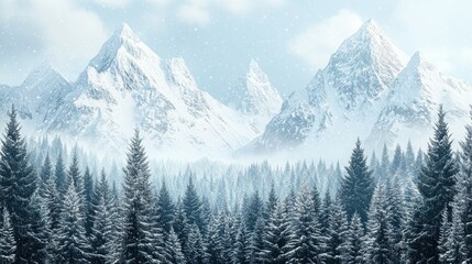 Canvas Print - Silent Peaks, Snow covered mountains