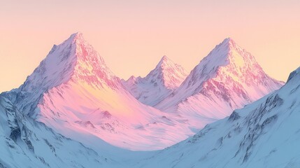 Poster - Alpine Glow, Snow covered mountains