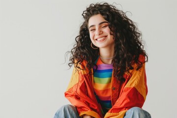 Sticker - Happy woman wearing colorful outfit