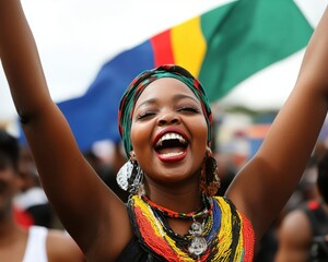 Black women at a peaceful rally for Universal Human Rights, honoring sacrifices for democracy