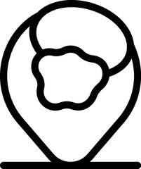 Poster - Location pin pointing a virus bacteria icon, showing the location of covid 19
