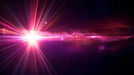 Poster - A bright, pink light beam illuminates a dark, starry space