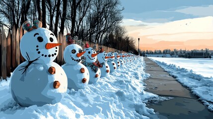 Canvas Print - Snowman Parade, Snowmen