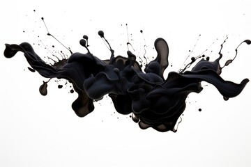 Canvas Print - Ink splash effect black contemporary composition.