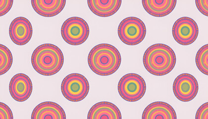 Summer Rainbow Circle Stripes Seamless Vector Repeat Pattern