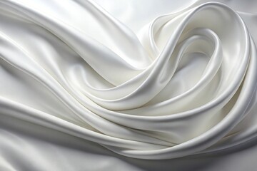 White abstract fabric drip swoosh curve background close-up