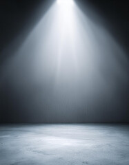 Poster - simple cement floor background and spot light, interior, studio room for design