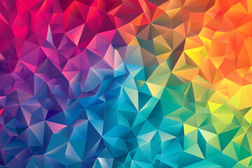Poster - Abstract background with geometric triangles in various colors.