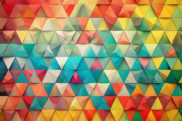 Poster - A background with an array of colorful triangles, creating a vibrant and geometric pattern. 