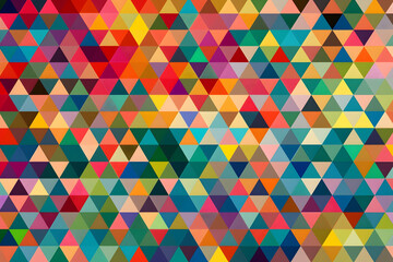 Poster - A background with an array of colorful triangles, creating a vibrant and geometric pattern. 