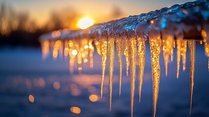 Poster - Frozen Cascade, Icicles