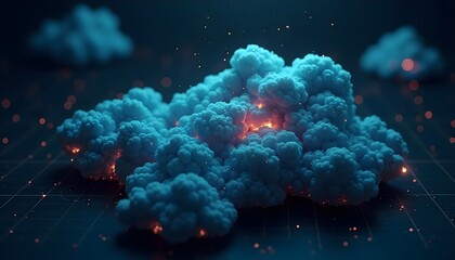 Cyberpunk photo of cloud dashboards dark background 3D realistic