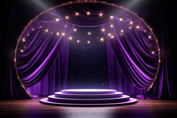 Circus stage purple spotlight lighting.