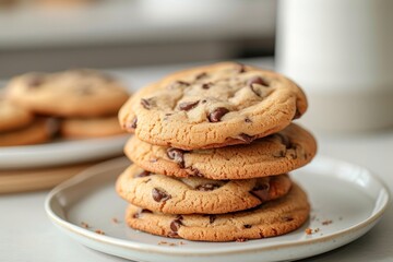 Sticker - Chocolate chip cookies plate biscuit food.