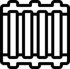 Poster - Black outline icon representing a heater, suggesting warmth and comfort in a house