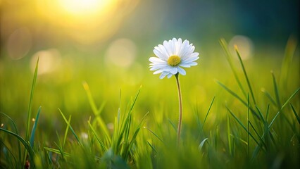 White flower in a meadow with shallow depth of field