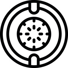 Poster - Black outline icon representing a modern round smart home sensor for managing home automation