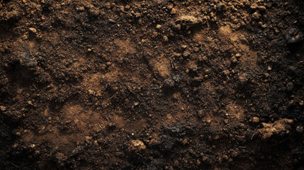 Rich, textured soil with pebbles and organic matter revealing the earth's hidden layers in daylight