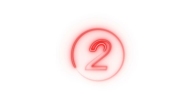 Neon countdown timer number illustration.
