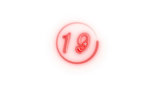 Neon countdown timer number illustration.