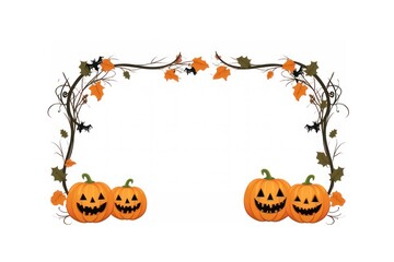 Sticker - Cute halloween frame vegetable pumpkin plant.