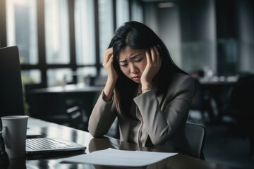 Poster - Women having a bad day worried office adult.