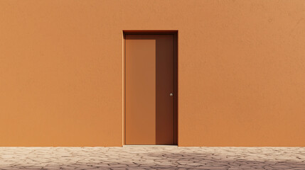 door in the wall, door in the room, closed door, empty room interior