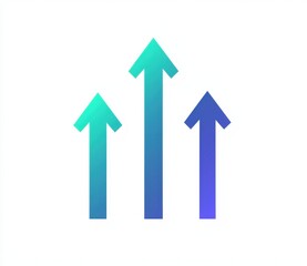 Poster - Blue and green arrows pointing upwards on a white background symbolizing growth, progress, and success
