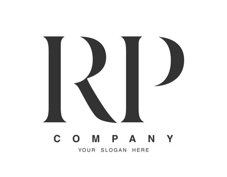 RP logo design. Initial letter r and p serif font style. Creative classic company name typography. Trendy logotype or identity.