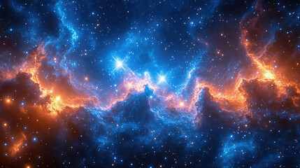 Wall Mural - a stunning view of a nebula in deep space. glowing clouds of gas and stars create a breathtaking cos