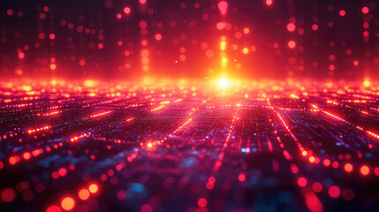 Poster - A vibrant pink digital tunnel with glowing lights, giving a futuristic and immersive feel