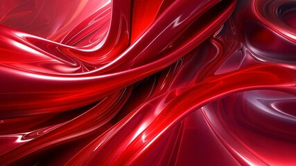 Poster - A close-up of a vibrant, shiny red fabric swirling and twisting in a dynamic pattern