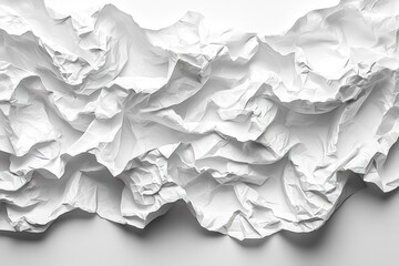 Wall Mural - crumpled white paper with textured folds and creases in an abstract arrangement generative ai