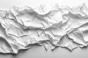 Wall Mural - crumpled white paper texture with folds and shadows in abstract arrangement generative ai