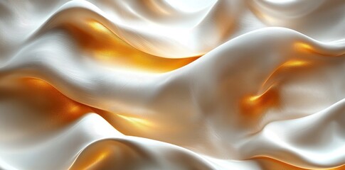 Wall Mural - abstract flowing waves of smooth white and beige fabric-like texture with soft lighting and gradient