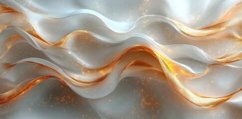 Wall Mural - abstract flowing waves of smooth white and beige fabric-like texture with soft lighting and gradient