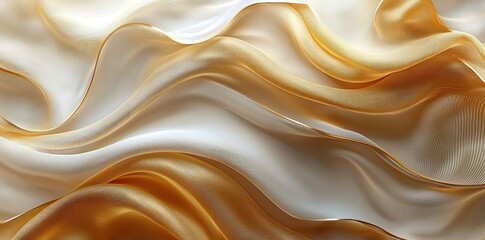 Wall Mural - abstract flowing waves of smooth white and beige fabric-like texture with soft lighting and gradient