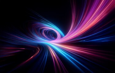 Fototapete - Abstract  background of glowing lines swirling in a vortex with shades of purple, pink, and blue.