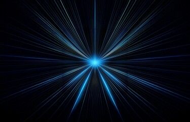 Poster - blue lines radiate outward from a bright central point in a dark background.