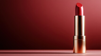 A classic red lipstick encased in elegant golden packaging. A symbol of timeless beauty, luxury, and sophistication, essential for the modern fashion enthusiast.