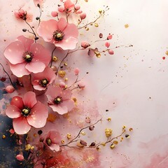 Fototapete - Elegant International Women's Day banner a muted pink background and gold accents Features a large blank space for text and promotional details