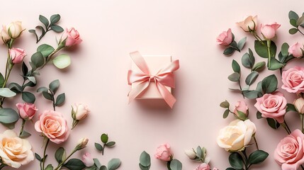 Fototapete - Elegant modern Mothers Day card a sleek design featuring soft pastel colors and subtle floral accents ample copy space in the center for personalized messages and blank space for text
