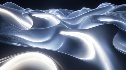 Poster - Futuristic abstract shapes with dynamic light patterns, showcasing an innovative and sleek design