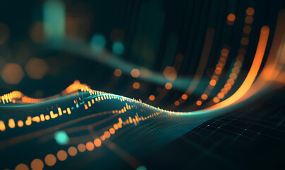 Futuristic Stock Market Chart with Glowing Data or Dynamic Financial Timeline for graphic background