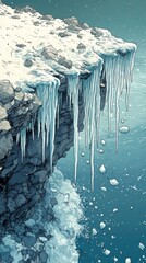 Wall Mural - Winter's Edge, Icicles