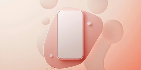 Poster - Minimal composition featuring a smartphone with a blank screen floating over abstract shapes on a pastel background. Ideal for showcasing mobile apps or digital content