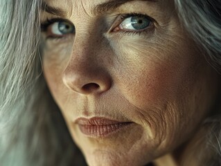 Poster - Grey-haired Woman's Serious Gaze