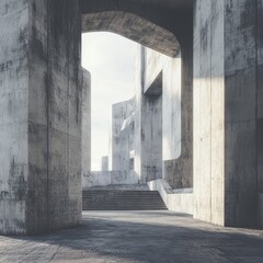 Poster - a skateboarder is riding down a concrete walkway